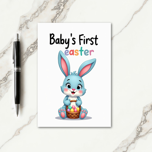 Blue Rabbit Easter Pattern Card