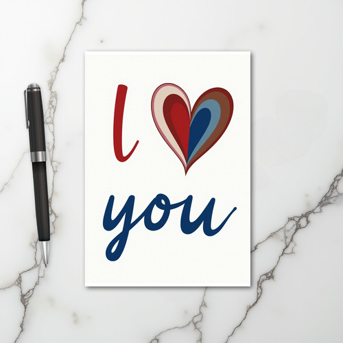 Blue Romantic I Love You Card