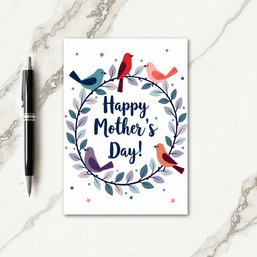 Blue Script Mothers Day Card