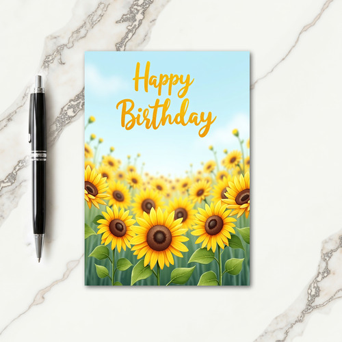 Blue Sky Field Birthday Card