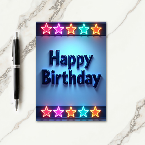 Blue Star Birthday Card