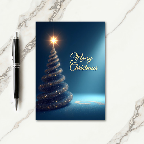 Blue Starburst Christmas Card