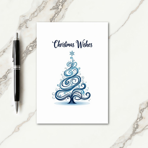Blue Swirl Christmas Card