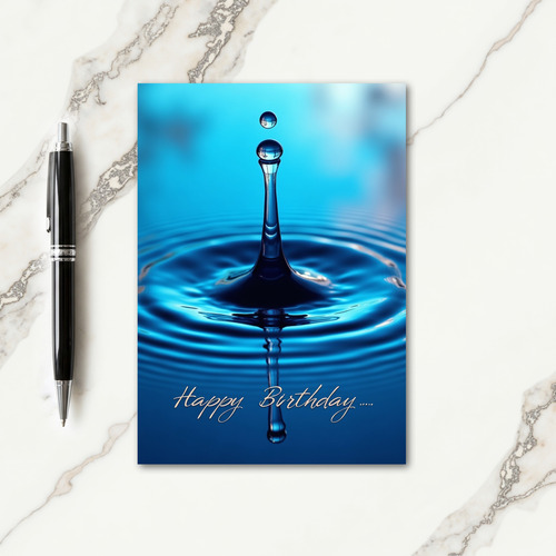 Blue Water Burst Birthday Card
