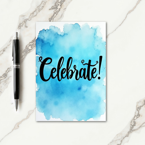 Blue Watercolor Birthday Card