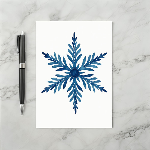Blue Watercolor Snowflake Card