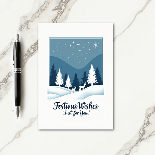Blue Winter Holiday Card