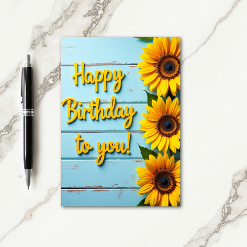 Blue Wood Birthday Card