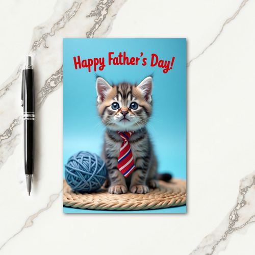 Blue Yarn Fathers Day Card