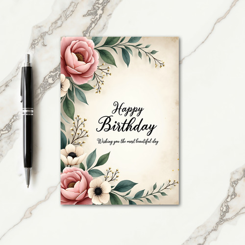 Blush Blossom Birthday Card