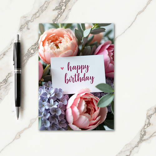 Blush Peony Birthday Card