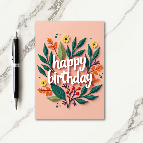 Blush Pink Birthday Papercut Card