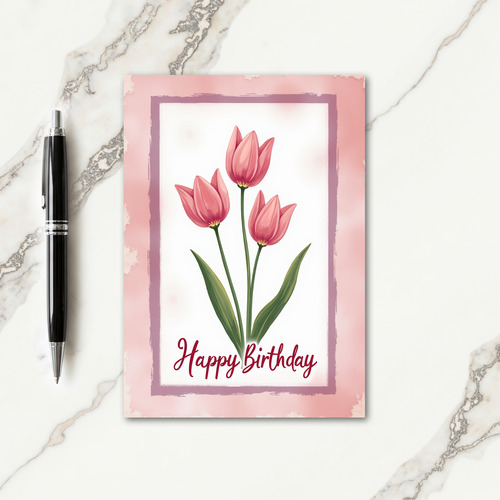 Blush Pink Floral Birthday Card