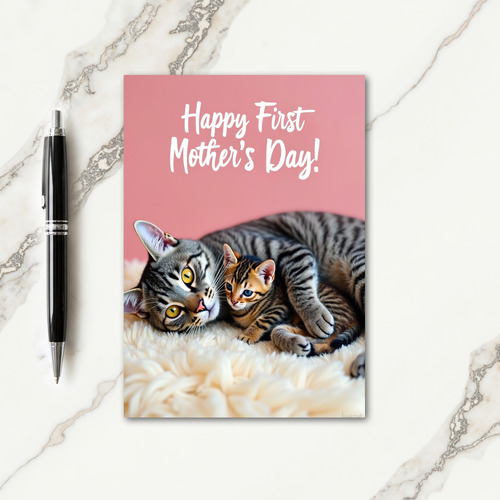 Blush Pink Kitten Pattern Card