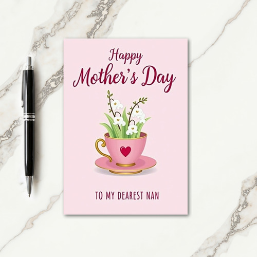 Blush Pink Mothers Day Teacup Card