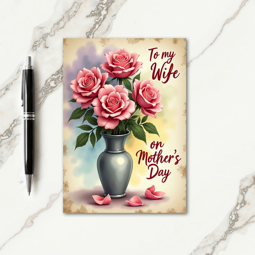 Blush Pink Roses Mothers Day Card