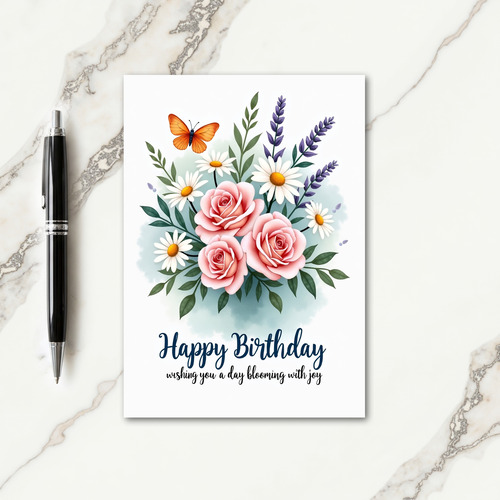 Blush Rose Birthday Card