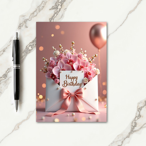 Blush Rosebud Birthday Card