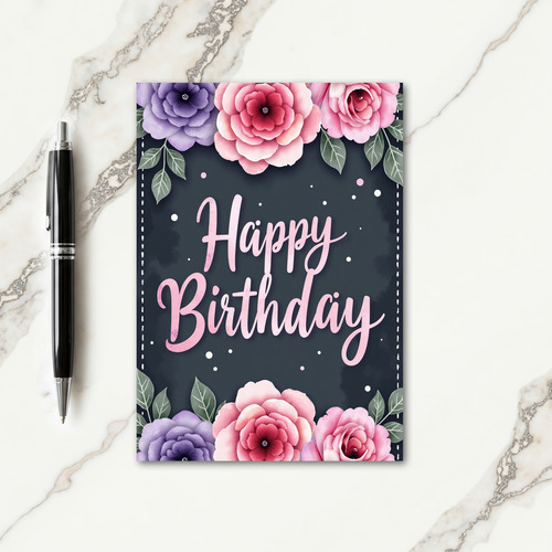 Blush Script Birthday Card
