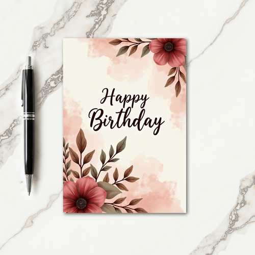 Blush Watercolor Birthday Card