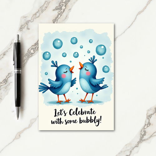 Blushing Bird Birthday Card