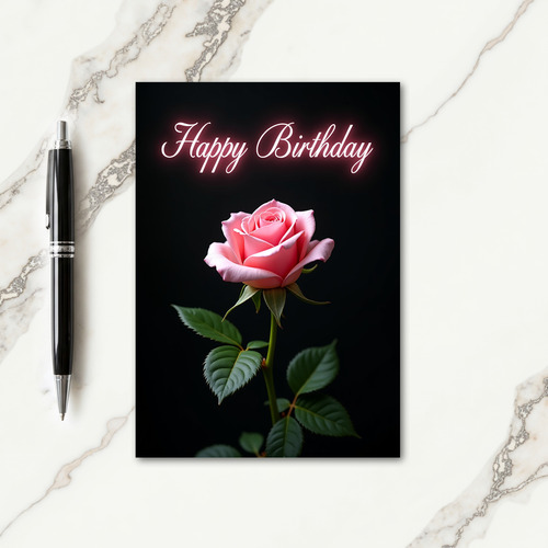 Blushing Rose Birthday Card