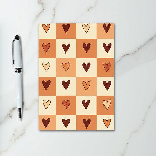 Boho Hearts Checkered Love Card