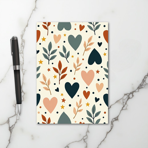 Boho Love Hearts Leaves Card