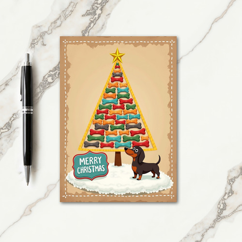 Bone Tree Pup Christmas Card