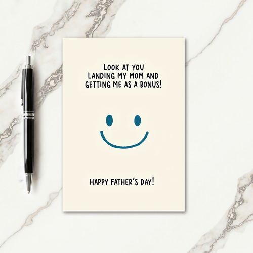 Bonus Dad Teal Smile Fathers Day Card
