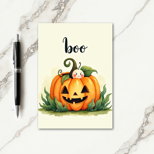 Boo And A Cute Gourd Friend Card
