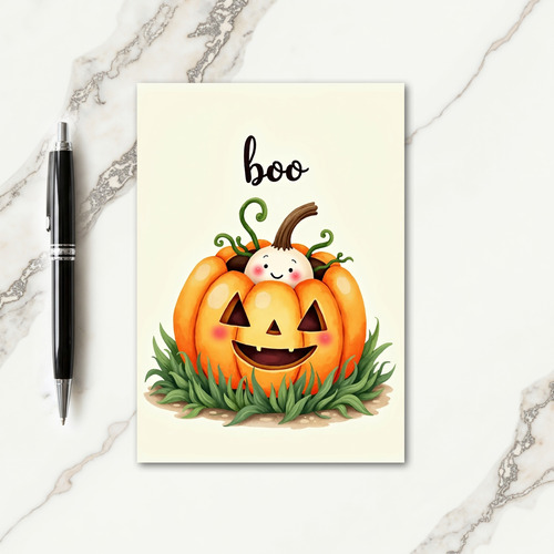 Boo With A Cheerful Gourd Card