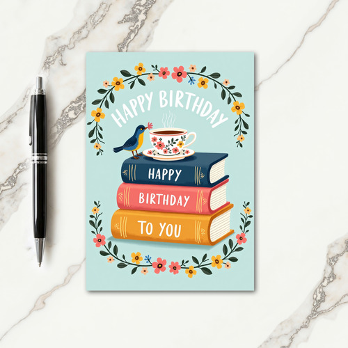 Bookish Bird Birthday Card