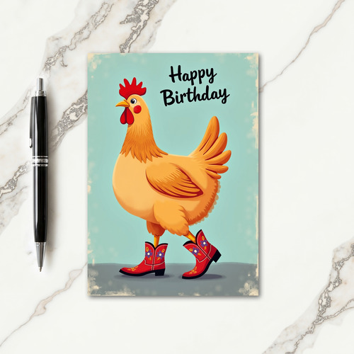 Booted Bird Birthday Card