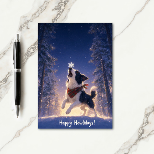 Border Collie Christmas Card