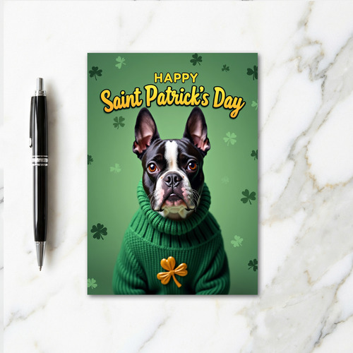 Boston Terrier St Patricks Day Card