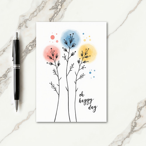 Botanical Abstract Birthday Card