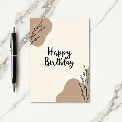 Botanical Beige Birthday Card