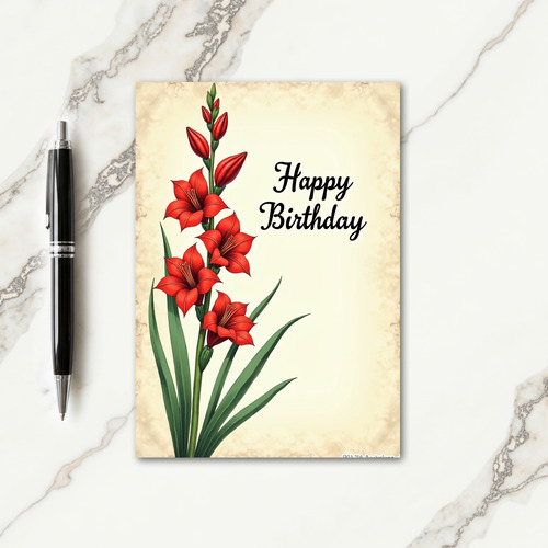 Botanical Birthday Flower Art Card
