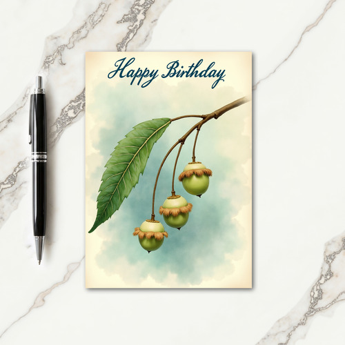 Botanical Birthday Fur Trim Card