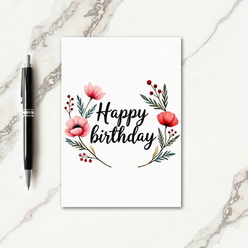 Botanical Birthday Script Card