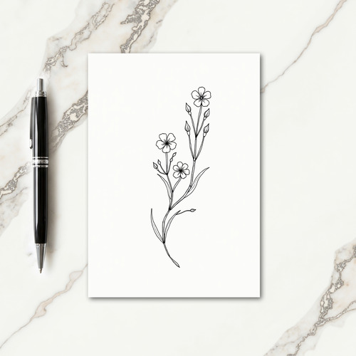 Botanical Black White Card