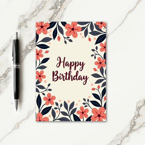 Botanical Border Birthday Card