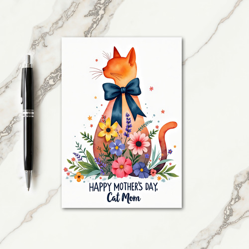 Botanical Cat Mothers Day Card