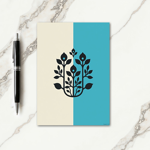 Botanical Cream And Cyan Pattern Card