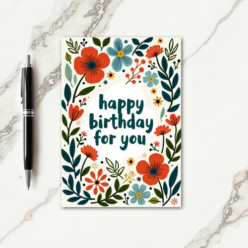 Botanical Happy Birthday Art Card