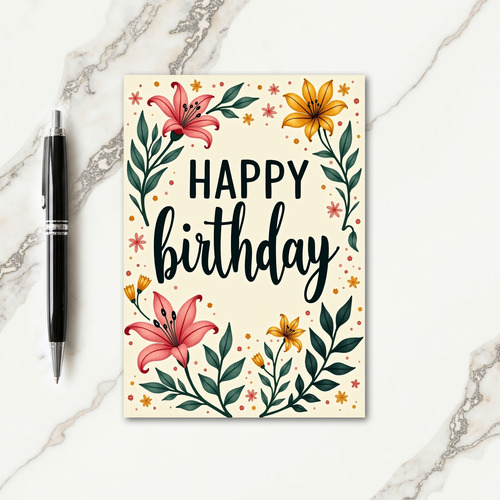 Botanical Lily Birthday Card