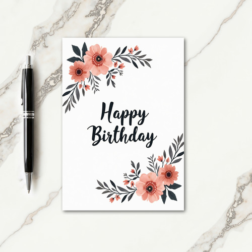 Botanical Peach Blossom Card
