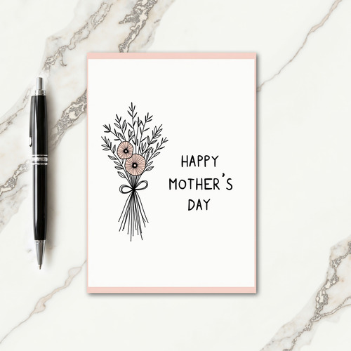 Botanical Peach Floral Art Card