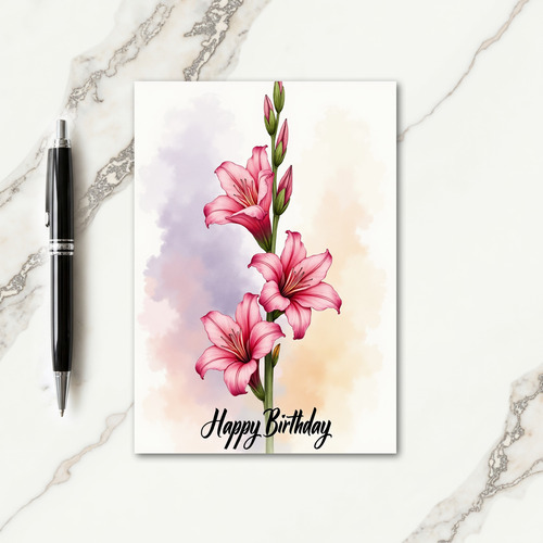 Botanical Pink Birthday Card
